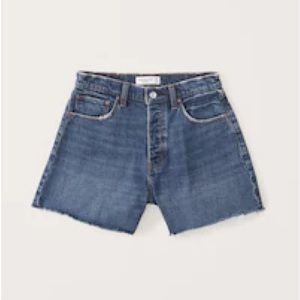 Abercrombie Curve Love Dad Shorts in Dark Wash